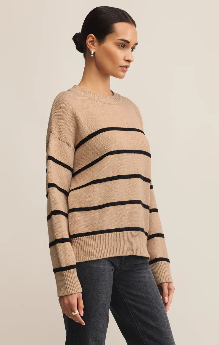 Boyfriend Striped Sweater Biscuit