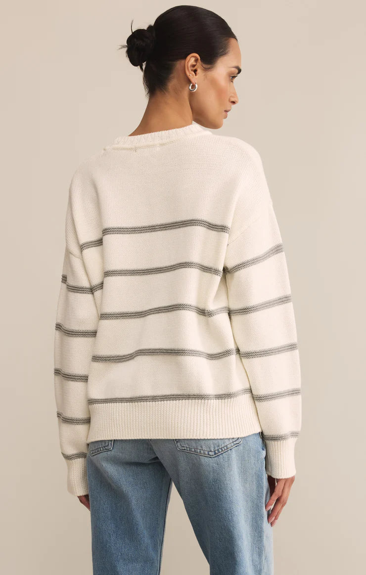 Boyfriend Striped Sweater White