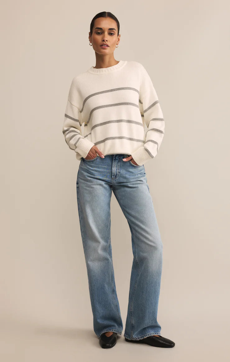Boyfriend Striped Sweater White