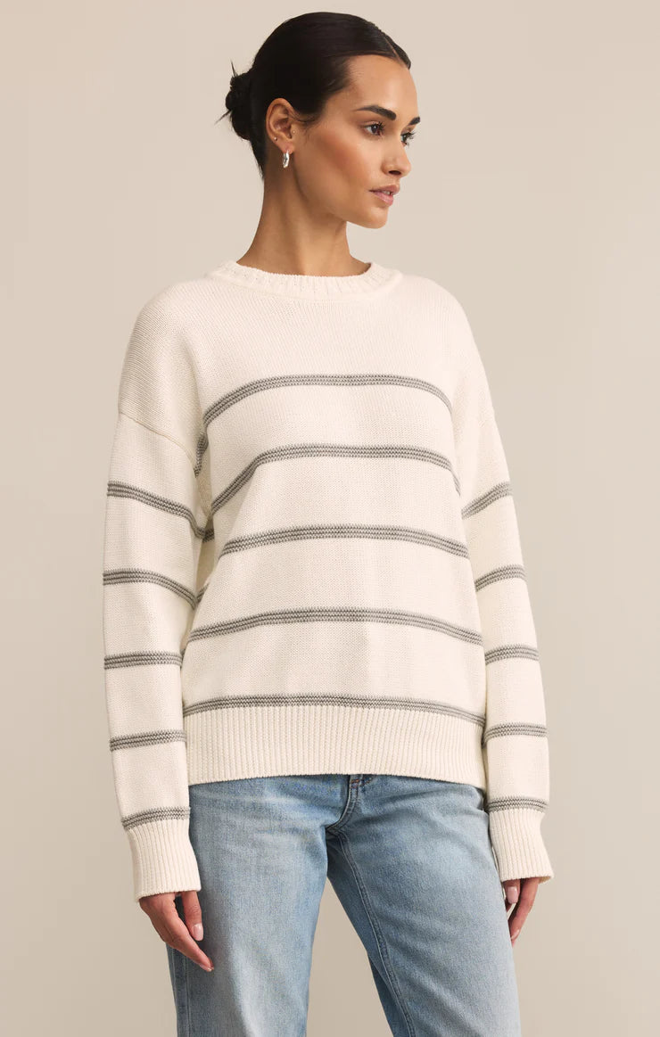 Boyfriend Striped Sweater White