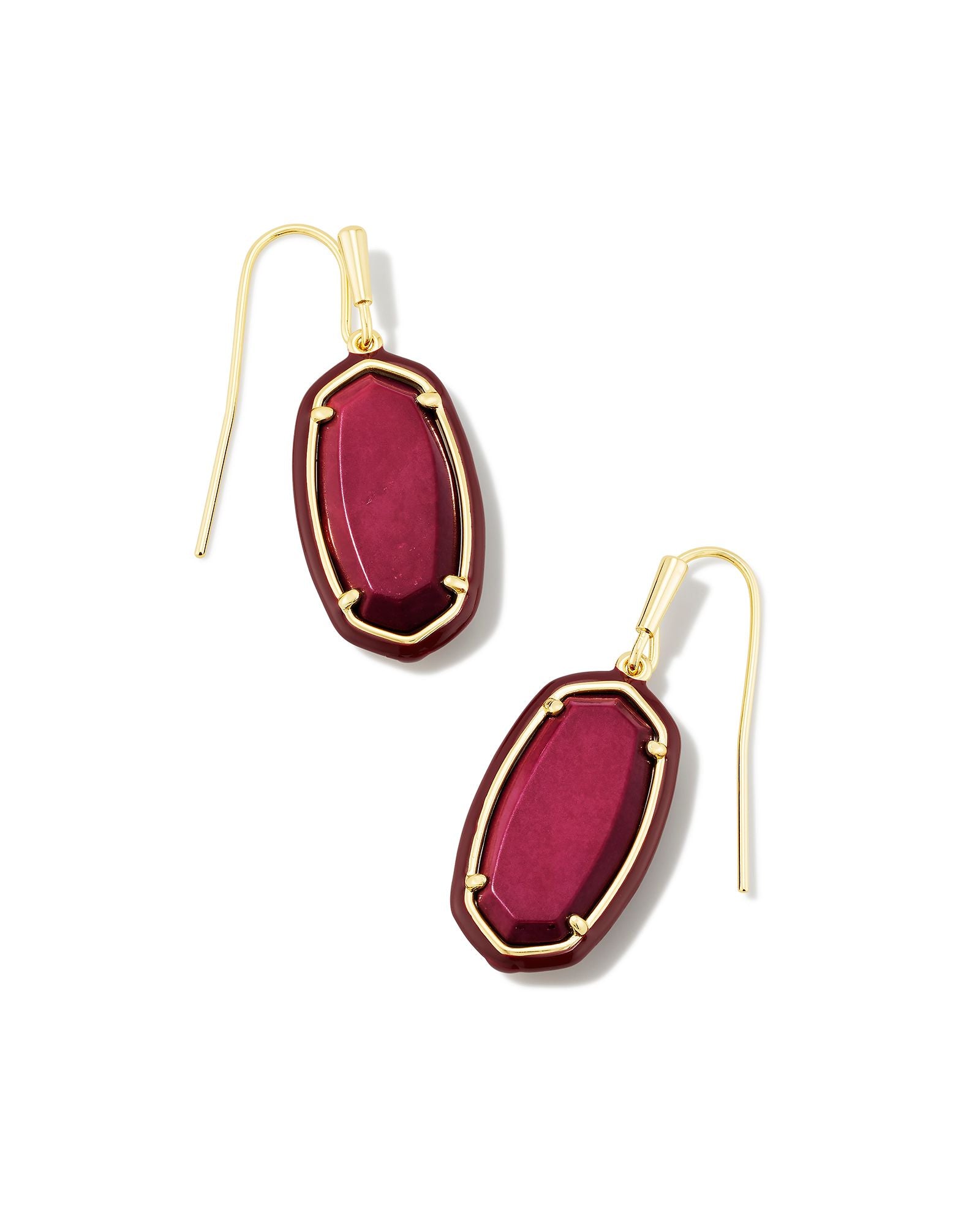 Dani Enamel Framed Drop Earrings Maroon Magnesite