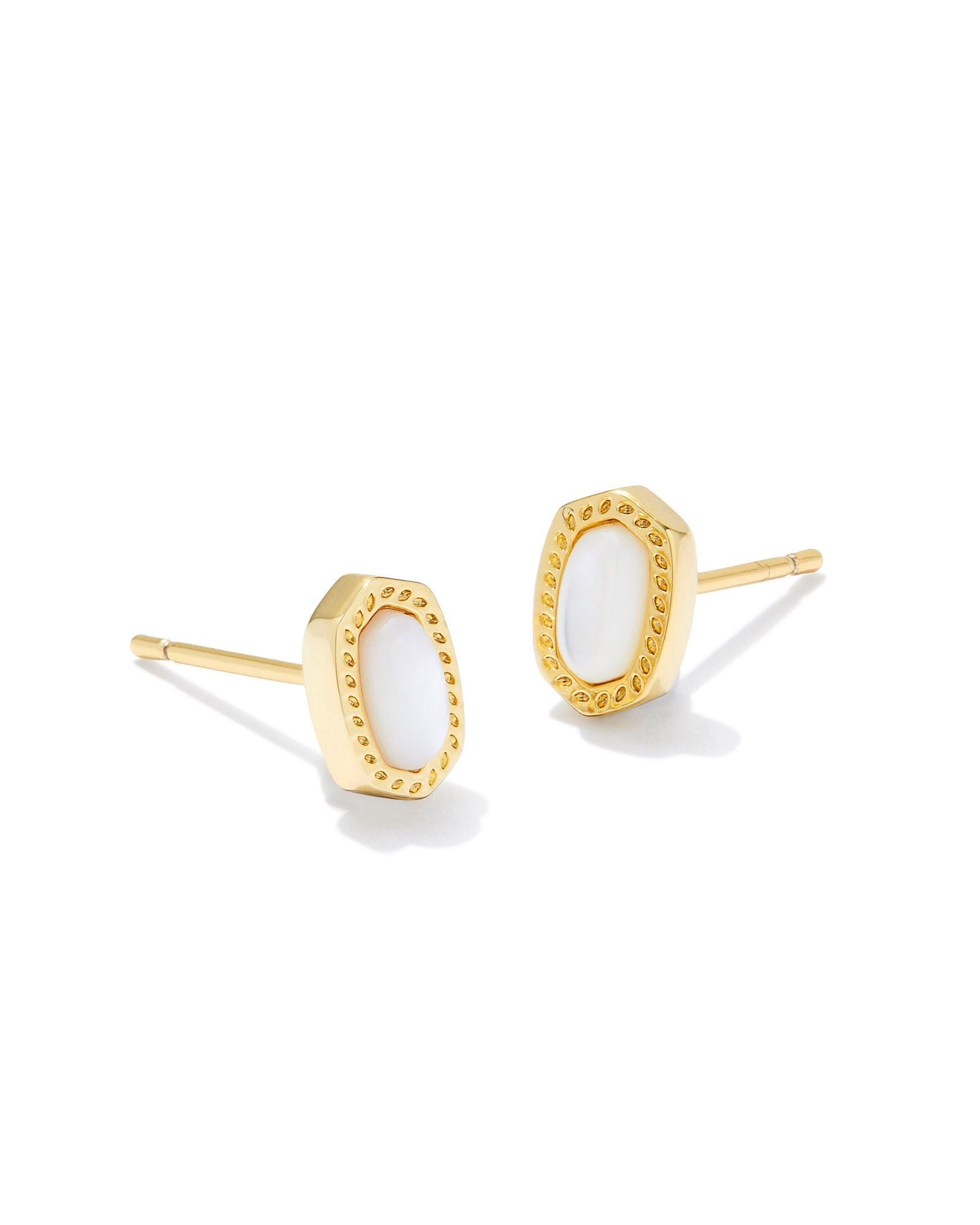 Mini Ellie Stud Earrings Gold Ivory MOP