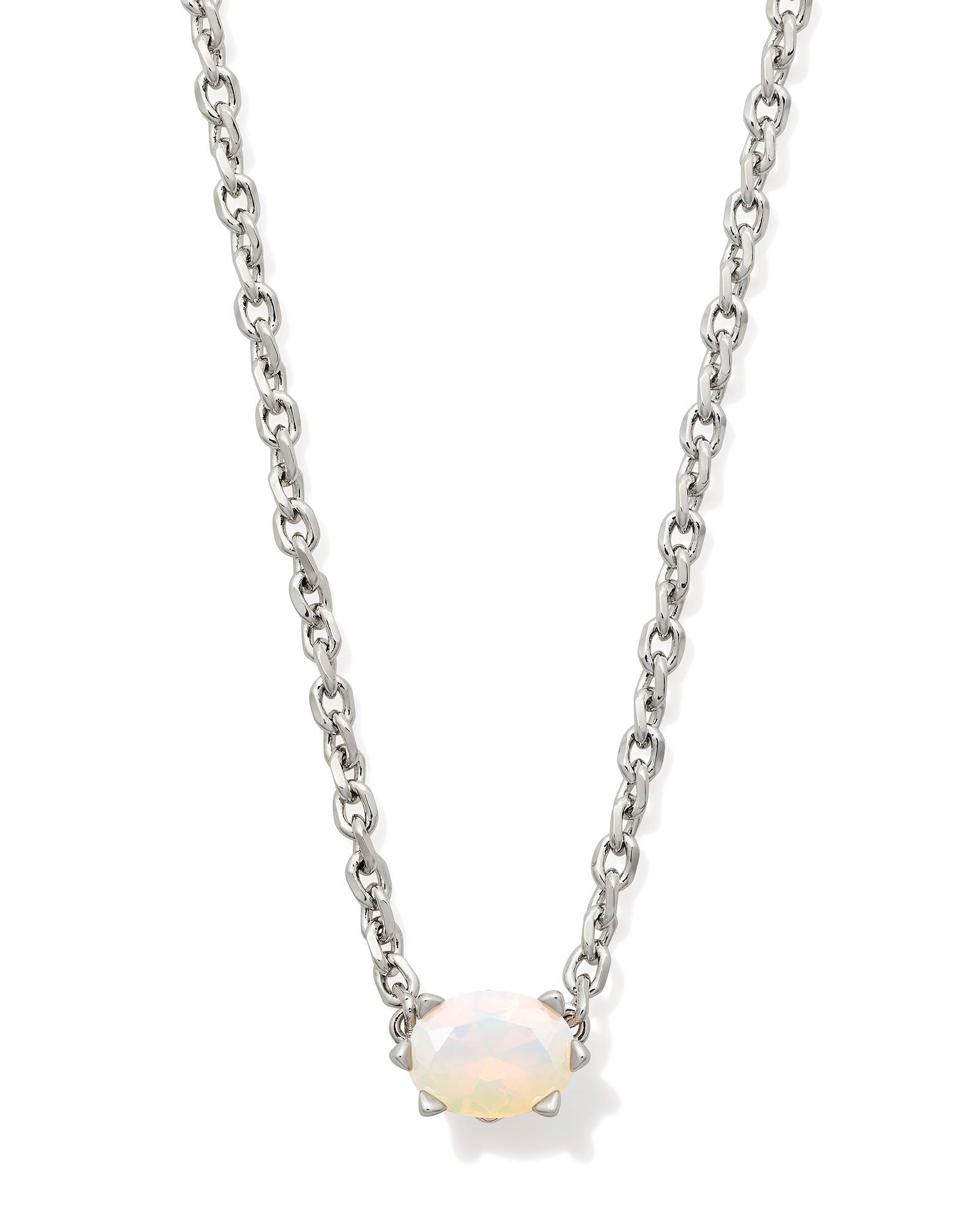 Cailin Champagne Opal Crystal Pendant Necklace Silver