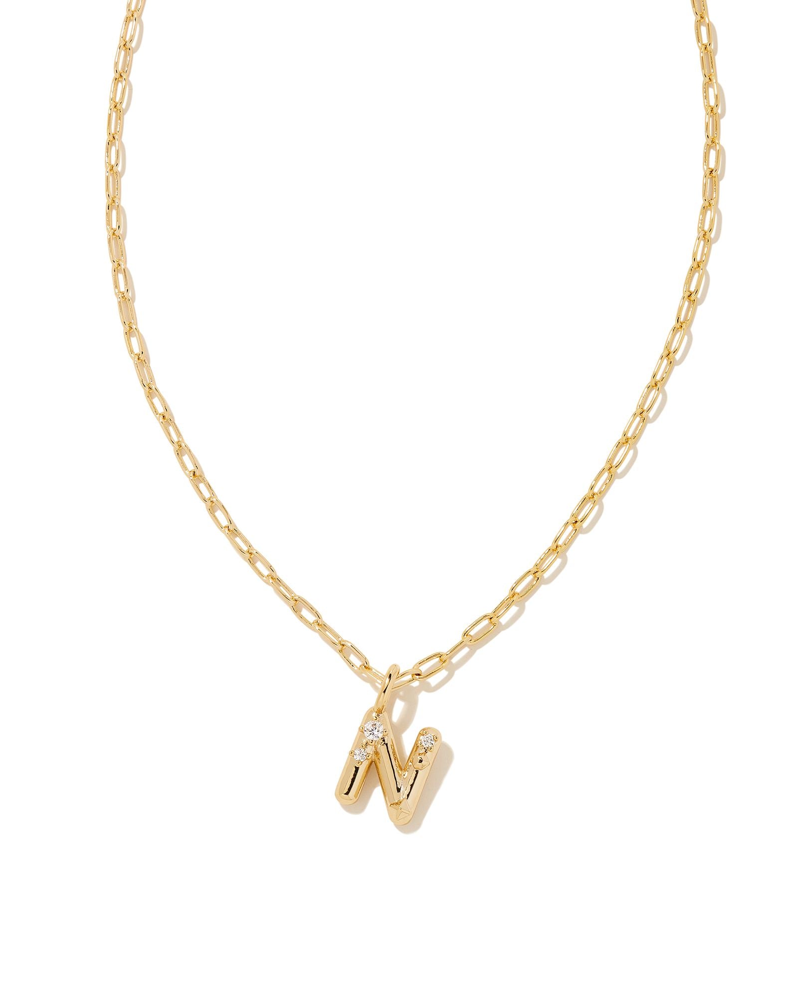 Crystal Letter Pendant Necklace Gold