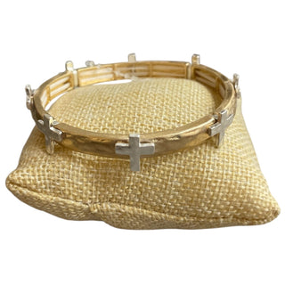 Bracelets Gold/Silver Hammered Cross Stretch Bracelet