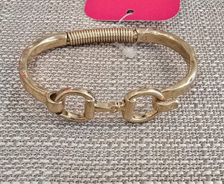 All That Glitz Jewelry - Bracelets Hammered Bit Hinged Bracelet Gold