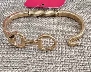 All That Glitz Jewelry - Bracelets Hammered Bit Hinged Bracelet Gold