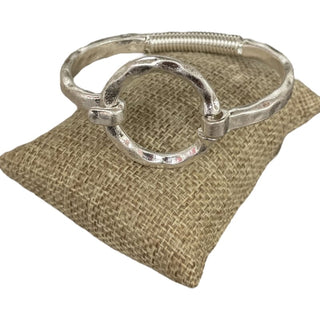 All That Glitz Jewelry - Bracelets Hammered Circle Bracelet Silver