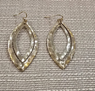 All That Glitz Jewelry - Earrings Hammered Double Oval Gold Earrings