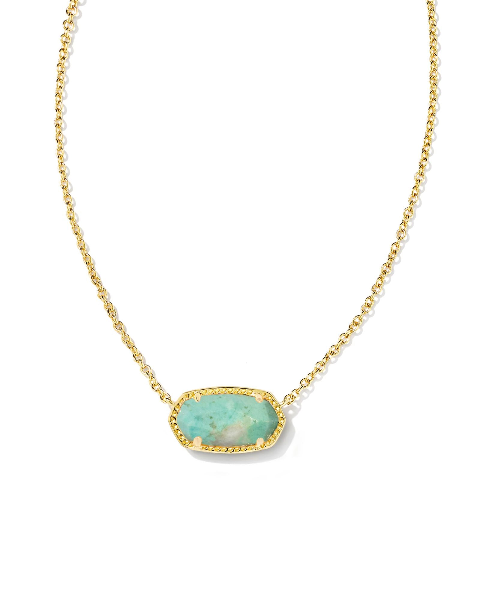 Elisa Pendant Necklace Gold Sea Green Chrysocolla