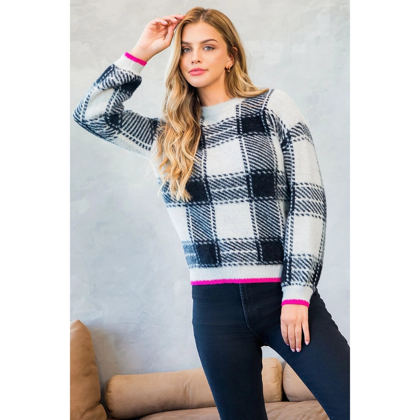 Mohair Plaid Sweater