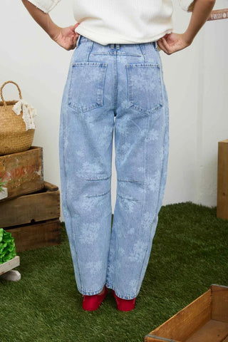 Blu Pepper Bottoms - Pants Floral Washed Denim Pattern Jeans