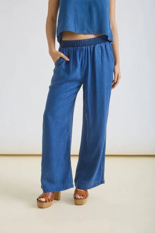 Blu Pepper Bottoms - Pants Sm Chambray Elastic Waist Wide Leg Pants