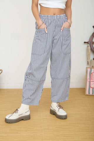 Blu Pepper Bottoms - Pants Sm Stripe Pocket Detail Wide Leg Pant