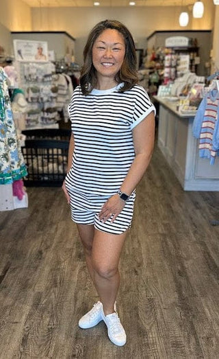 Blu Pepper Bottoms - Shorts Stripe Contrast Waist Knit Shorts