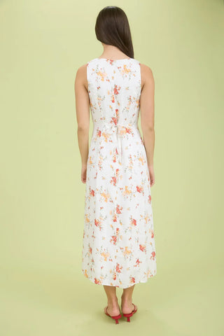 Blu Pepper Dresses Final Sale Floral Button Down Sleeveless Midi Shirt Dress