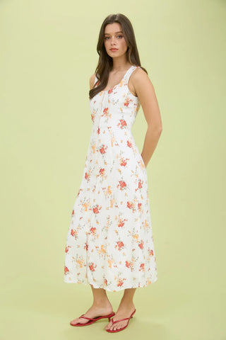 Blu Pepper Dresses Final Sale Floral Button Down Sleeveless Midi Shirt Dress