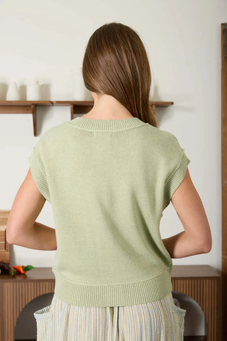 Blu Pepper Tops - Sweaters Exposed Seam Short Sleeve Button Down Cardigan