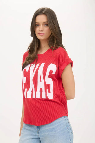 Blu Pepper Tops - Sweaters Texas Short Sleeve Knit Top Red