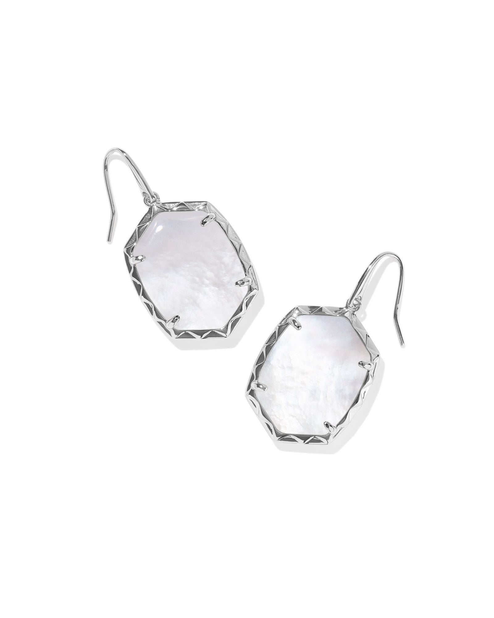 Daphne Silver Drop Earrings Ivory MOP