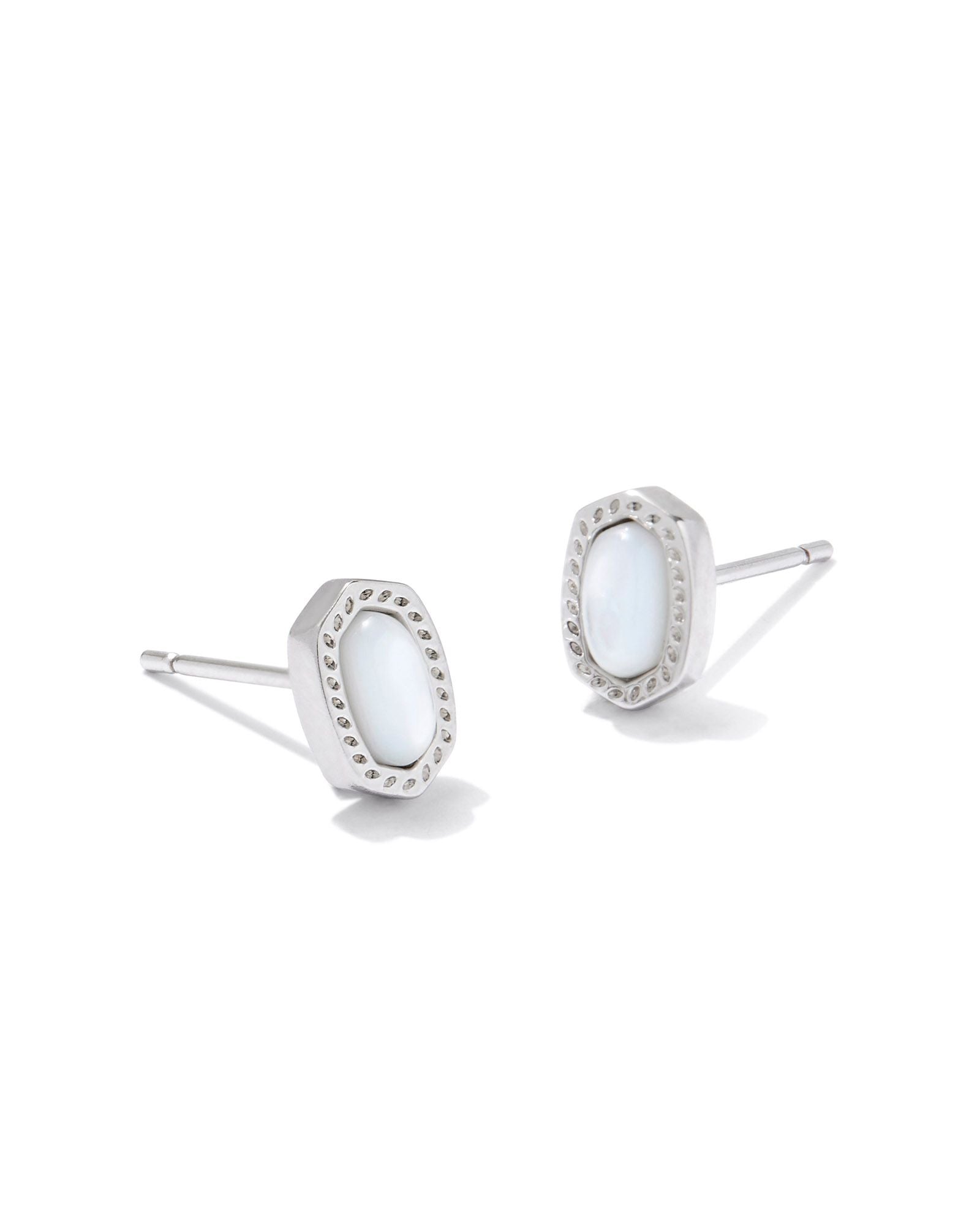 Mini Ellie Stud Earrings Silver Ivory MOP