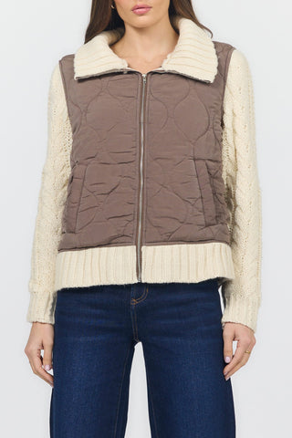 Dear John Outerwear - Jackets Xsm Petra Sweater Jacket Pigment/Cappuccino