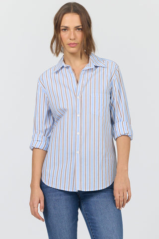 Dear John Tops - Blouse Xsm Galina Button Down Shirt Campus Blue Stripe