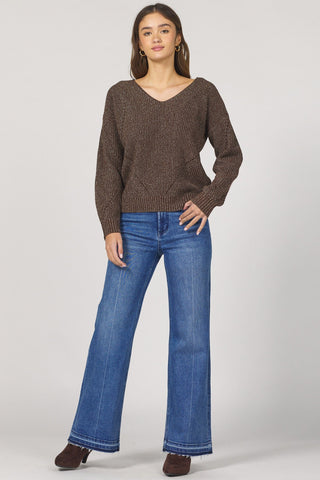 Dear John Tops - Sweaters Sale Camilla Long Sleeve Sweater w/Lurex Cappuccino
