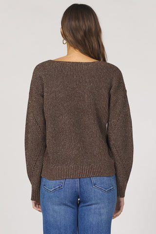 Dear John Tops - Sweaters Sale Camilla Long Sleeve Sweater w/Lurex Cappuccino