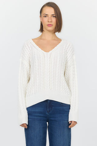 Dear John Tops - Sweaters Xsm Lexi V-Neck Sweater Off White
