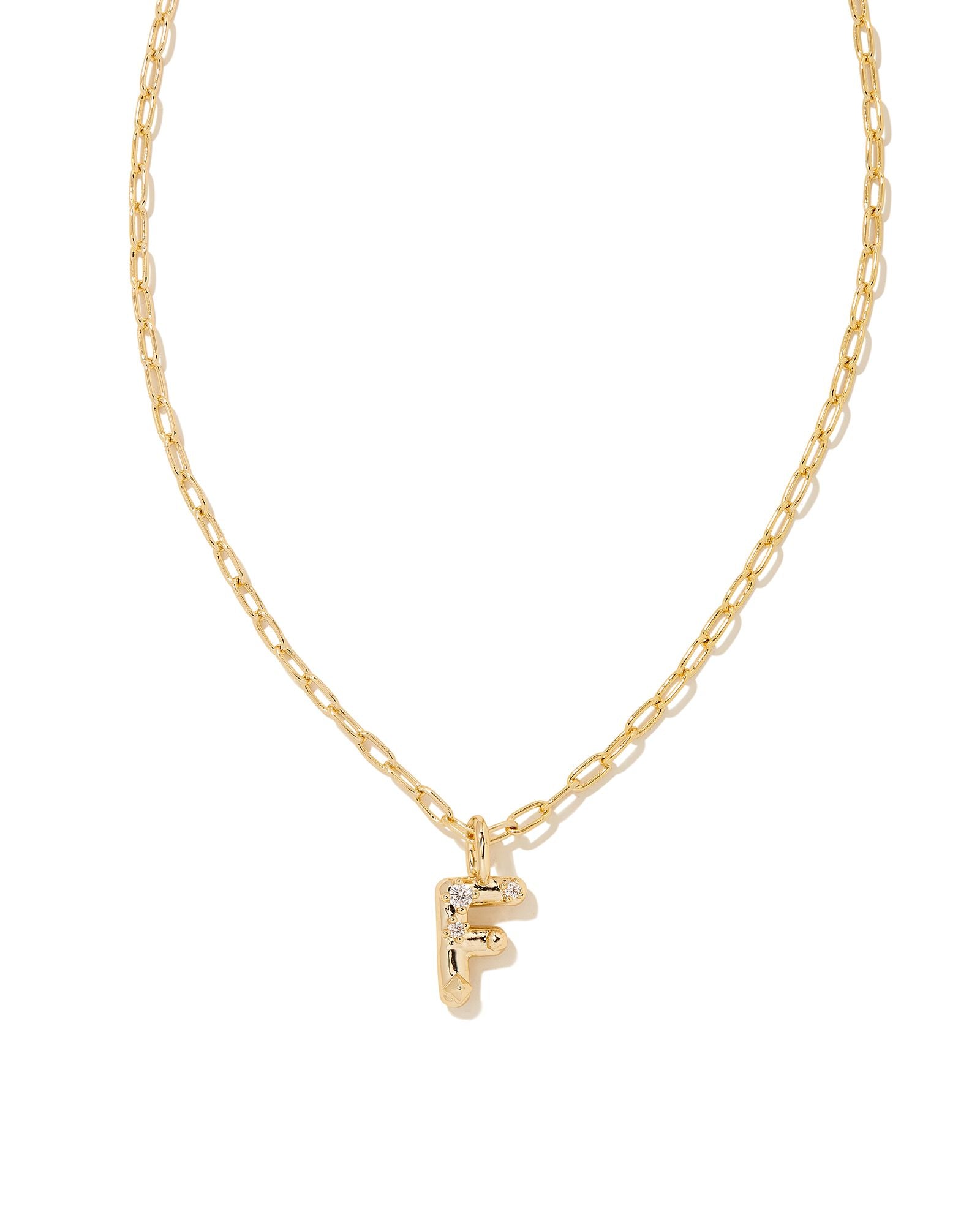 Crystal Letter Pendant Necklace Gold