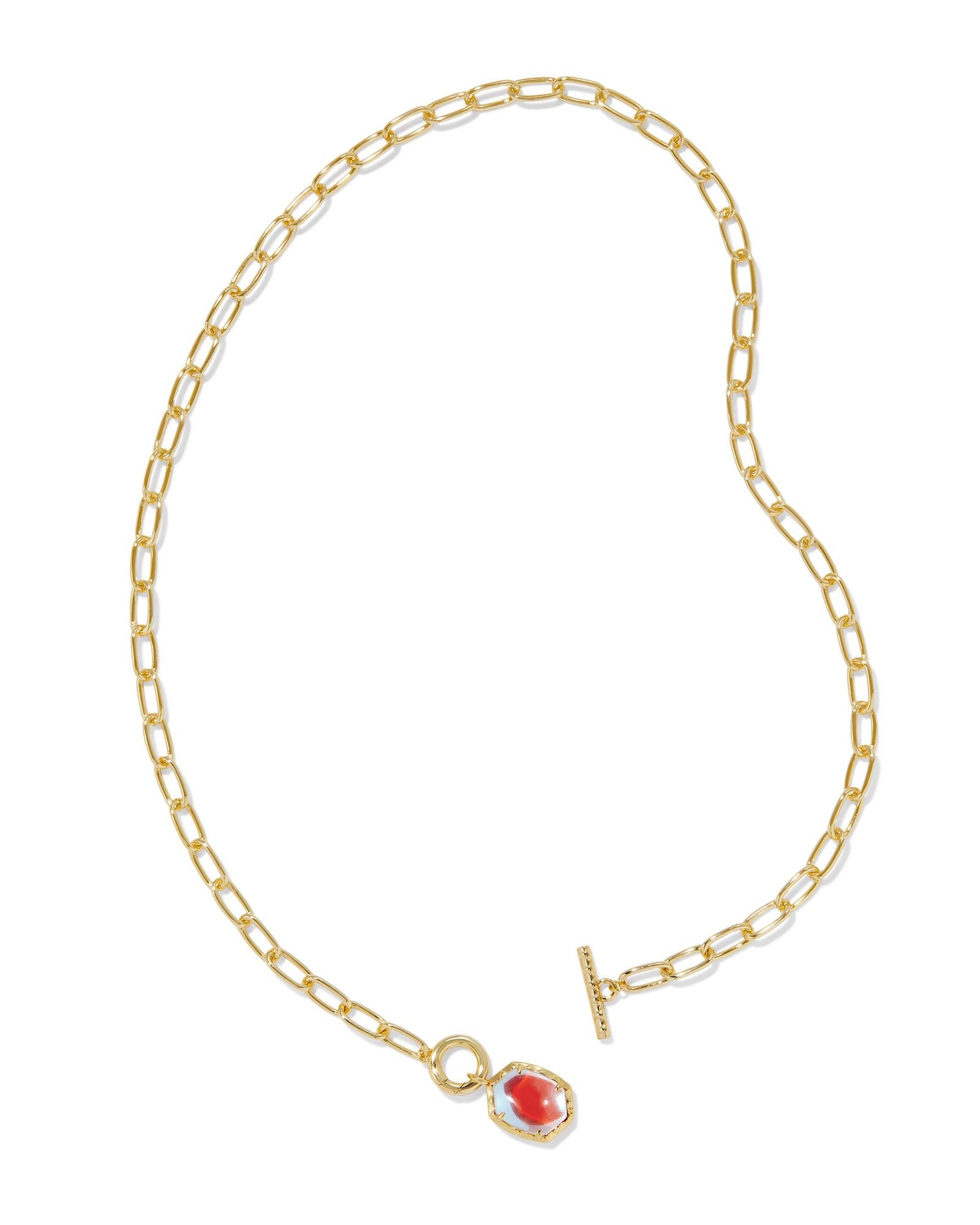 Daphne Gold Link and Chain Necklace Dichroic Glass