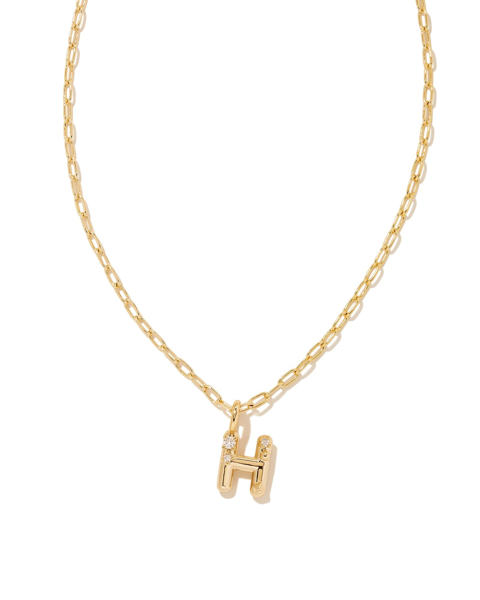 Crystal Letter Pendant Necklace Gold