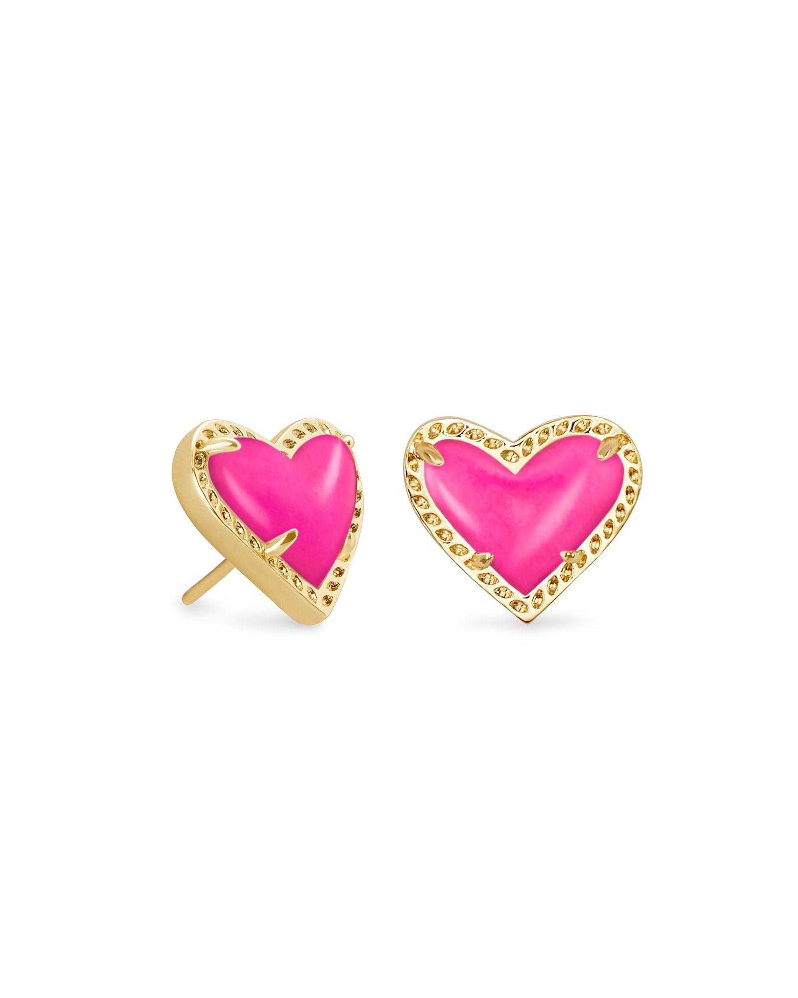 Ari Heart Stud Earrings Magenta