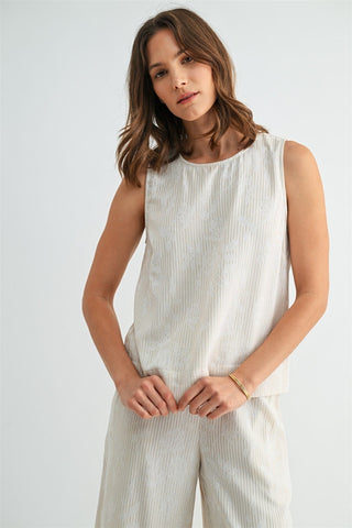 Fun2Fun Tops - Blouse Stripe Floral Sleeveless Top