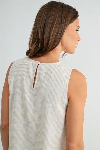 Fun2Fun Tops - Blouse Stripe Floral Sleeveless Top
