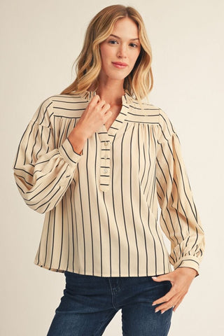 Jodifl Tops - Blouse Sm Long Sleeve Stripe Blouse