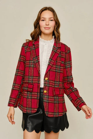 Jodifl Tops - Outerwear - Blazers Tartan Check Blazer w/Pockets