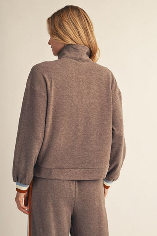 Jodifl Tops - Sweatshirt Long Sleeve Front Zip up 2 Tone Sweatshirt w/Accent Color