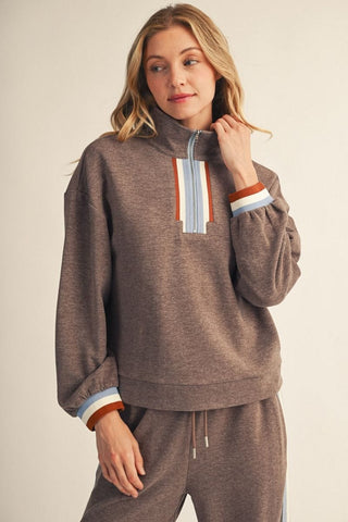 Jodifl Tops - Sweatshirt Sm Long Sleeve Front Zip up 2 Tone Sweatshirt w/Accent Color