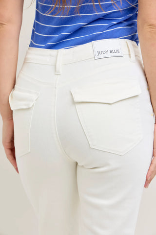 Judy Blue Bottoms - Pants High Waist Aurora Weekend Pant Cuffed White