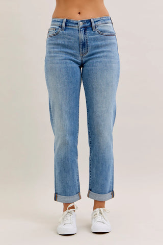 Judy Blue Bottoms - Pants Mid-Rise Boyfriend Cuffed Jeans