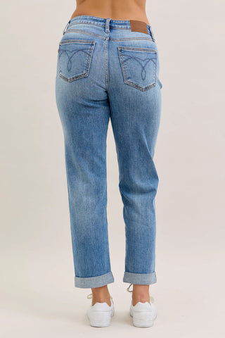 Judy Blue Bottoms - Pants Mid-Rise Boyfriend Cuffed Jeans