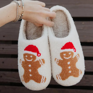 Katydid Loungewear- Sleepwear - Slippers S/M Gingerbread Man Sherpa Slippers