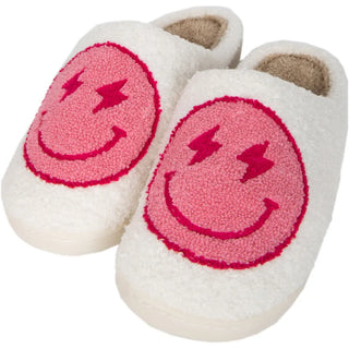 Katydid Loungewear- Sleepwear - Slippers S/M Hot Pink & White Lightning Sherpa Slippers