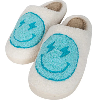 Katydid Loungewear- Sleepwear - Slippers S/M Turquoise & White Lightning Sherpa Slippers