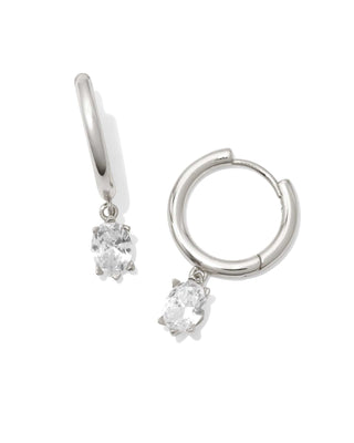 Kendra Scott accessories-earrings Cailin Single Stone Huggie Silver Earrings