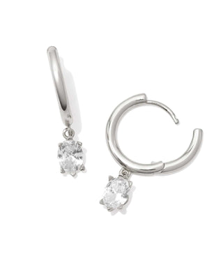 Kendra Scott accessories-earrings Cailin Single Stone Huggie Silver Earrings