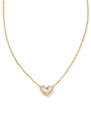 Kendra Scott Accessories Framed Ari Heart Pendant Necklace Gold Iridescent Abalone