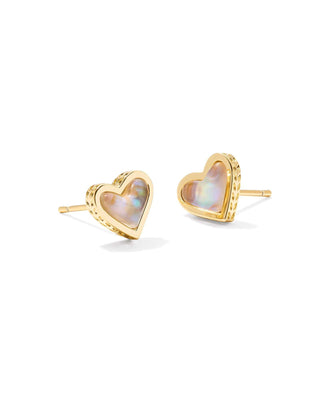Kendra Scott Accessories Framed Ari Heart Stud Earring Gold Iridescent Abalone